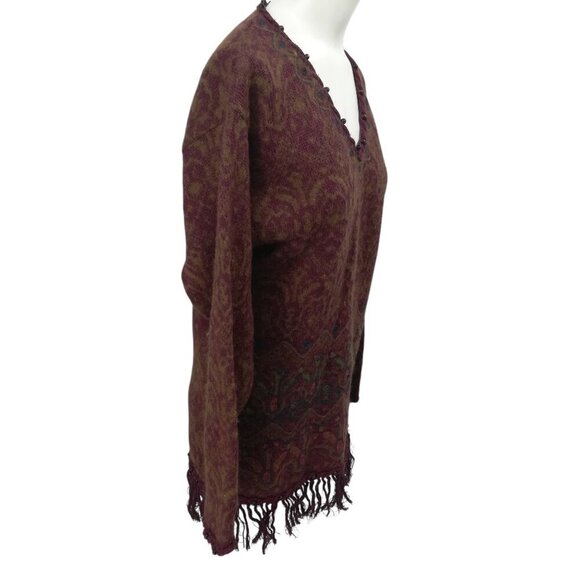 Vintage Express Beaded Embroidered Fringe V-Neck Sweater Size XS Tunic Boho - Picture 10 of 11
